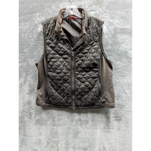 LL Bean Thinsulate Quilted Puffer Vest Womens Large Brown Full Zip Gorpcore